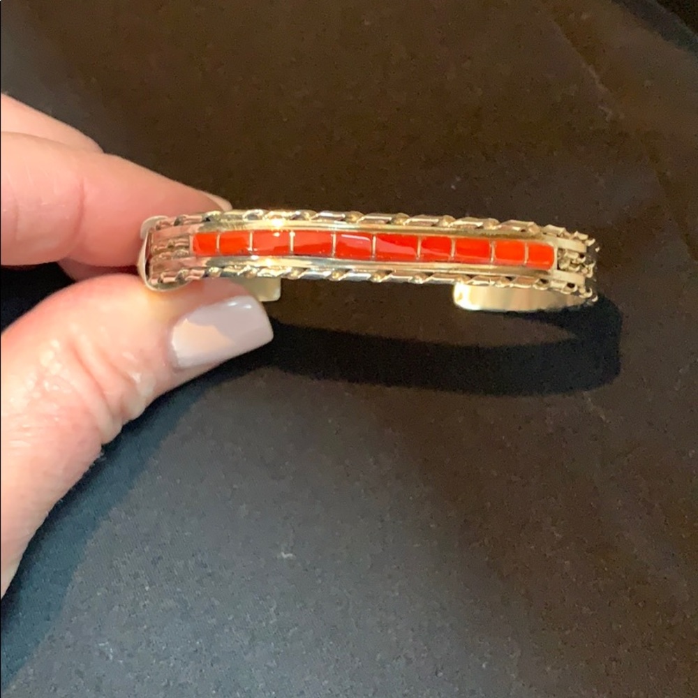 NWT Women’s Zuni Silver/Coral Cuff Bracelet